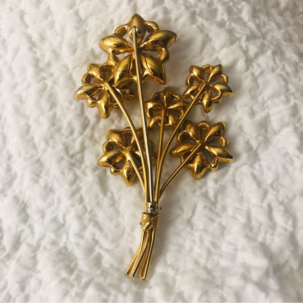‼️💥PRICE DROP☄️Vintage Rare Bouquet Flowers Fur Clip Brooch Pin 1940s - Picture 7 of 8